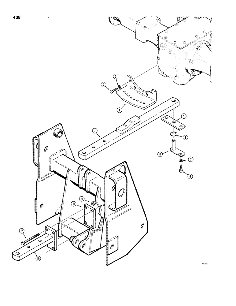 Схема запчастей Case 480C - (438) - SWINGING DRAWBAR (39) - FRAMES AND BALLASTING