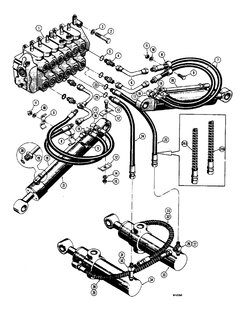 Схема запчастей Case 32 - (126) - SWING AND STABILIZER CYLINDER HYDRAULICS 