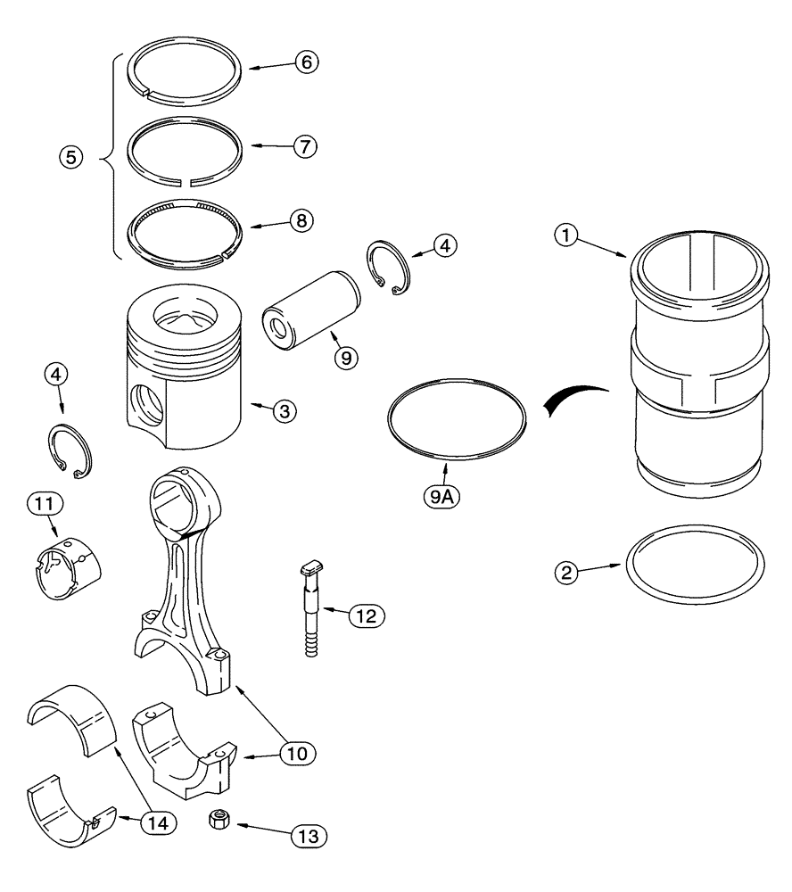 Схема запчастей Case 721C - (02-25) - PISTONS- CONNECTING RODS (02) - ENGINE