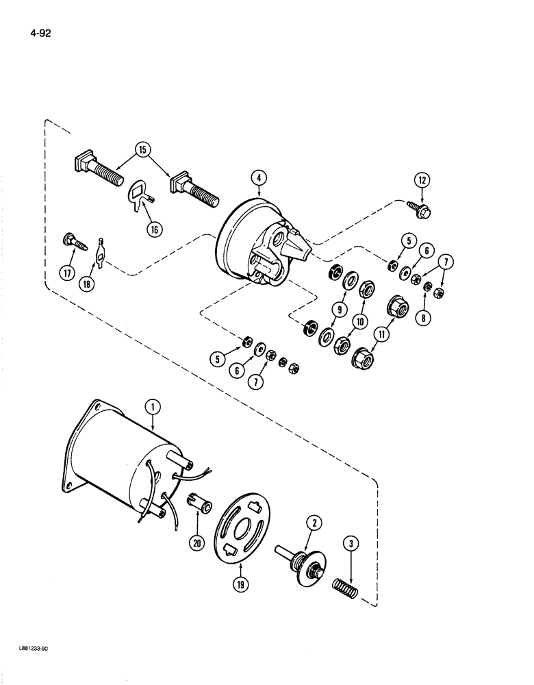 Схема запчастей Case 1187B - (4-092) - STARTER SOLENOID (04) - ELECTRICAL SYSTEMS
