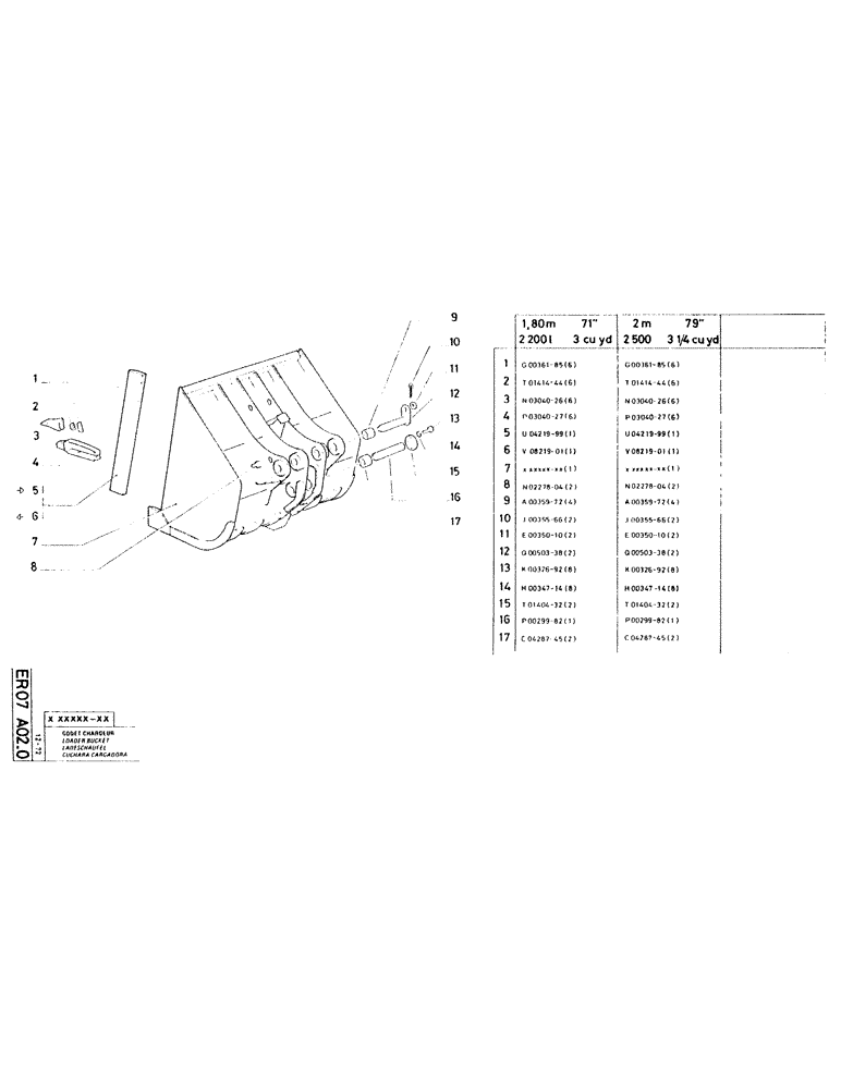 Схема запчастей Case RC200L - (118[1]) - LOADER BUCKET - 2 M, 2500 L (79" 3 1/4 CU. YD.) 