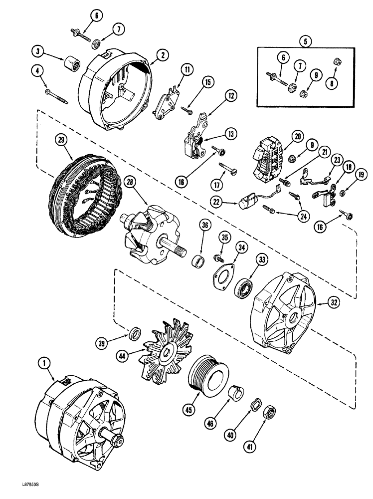 Схема запчастей Case 760 - (04-002) - ALTERNATOR - A186134 (55) - ELECTRICAL SYSTEMS