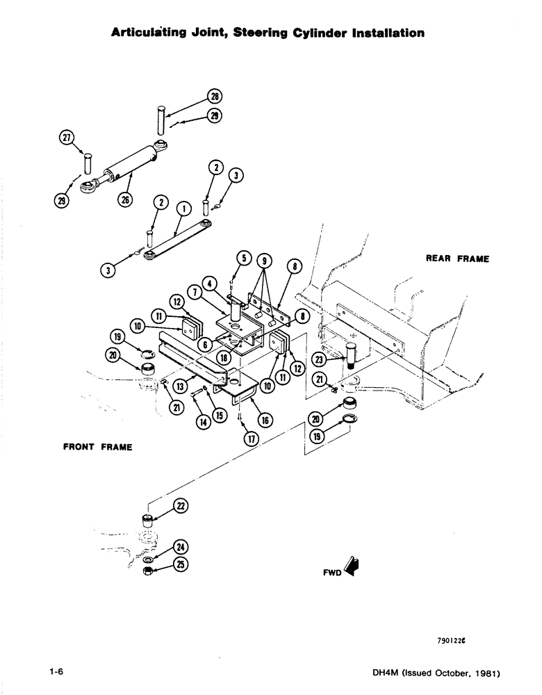Схема запчастей Case DH4B - (1-06) - ARTICULATING JOINT, STERING CYLINDER INSTALLATION (41) - STEERING