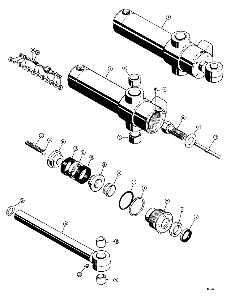 Схема запчастей Case 34 - (114) - BACKHOE SWING CYLINDERS, CYLINDER W/ NON-ADJUST. TYPE RELIEF VALVE &, U TYP PRESS IN OUTR ROD WIPER 