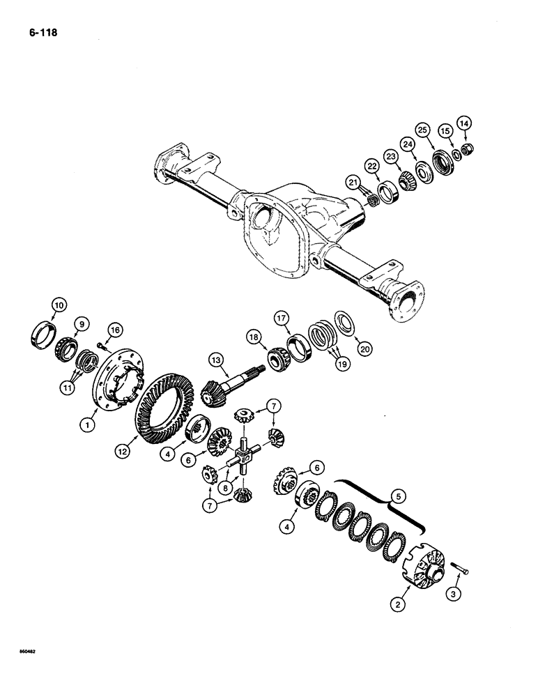Схема запчастей Case CASE - (6-118) - FRONT AND REAR AXLES, DIFFERENTIAL, TWO HOLE MOUNTING PAD (06) - POWER TRAIN
