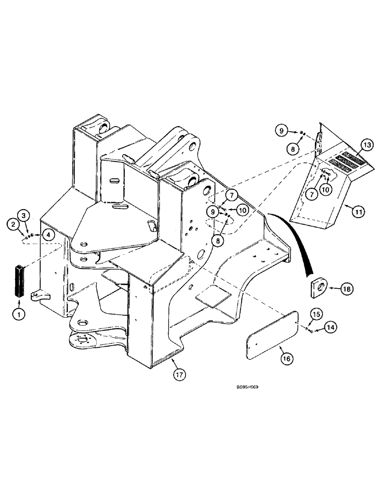 Схема запчастей Case 821B - (9-040) - FRONT FRAME AND FENDERS (09) - CHASSIS/ATTACHMENTS