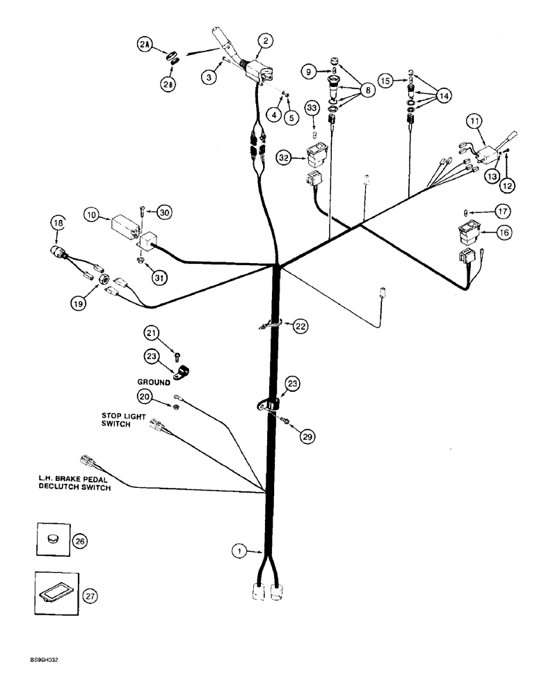 Схема запчастей Case 821B - (4-15A) - HARNESS - PEDESTAL, P.I.N. JEE0052701 AND AFTER (04) - ELECTRICAL SYSTEMS