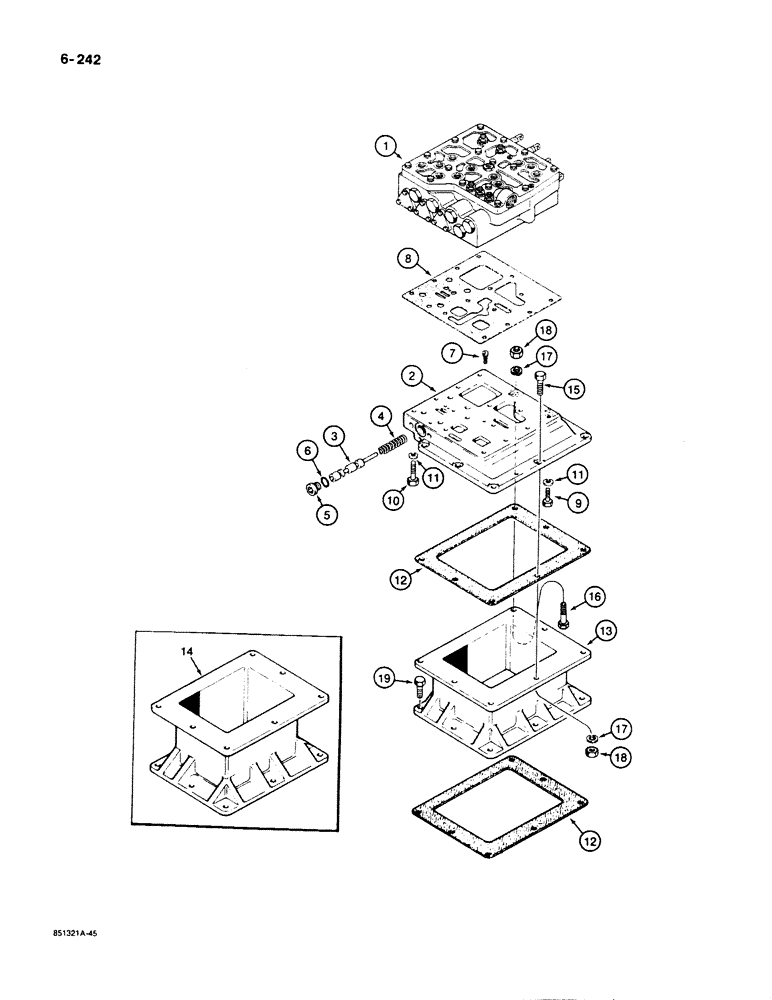 Схема запчастей Case 1450B - (6-242) - TRANSMISSION CONTROL VALVE AND BASE (06) - POWER TRAIN