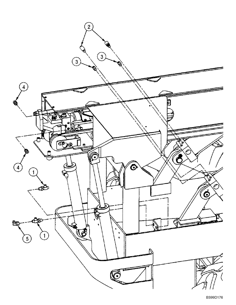 Схема запчастей Case 688G - (8-34) - CYLINDER HYDRAULIC LINE FITTINGS, LIFT AND CROWD (SERIES 2 686GXR AND 688G) (08) - HYDRAULICS