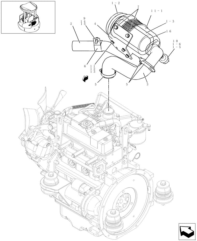 Схема запчастей Case CX27B - (043-01[1]) - AIR CLEANER (W ELEMENT) (10) - ENGINE