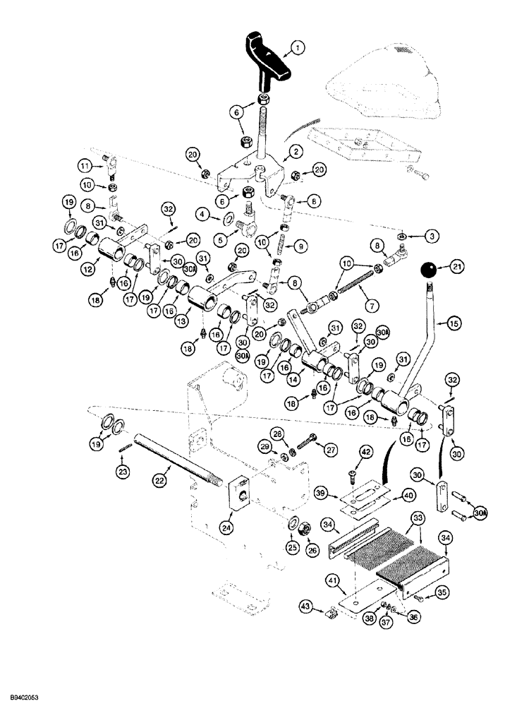 Схема запчастей Case 850G - (8-36) - EQUIPMENT CONTROL LEVERS AND LINKAGE - TWO CONTROL LEVERS - FOUR SPOOL VALVE (07) - HYDRAULIC SYSTEM