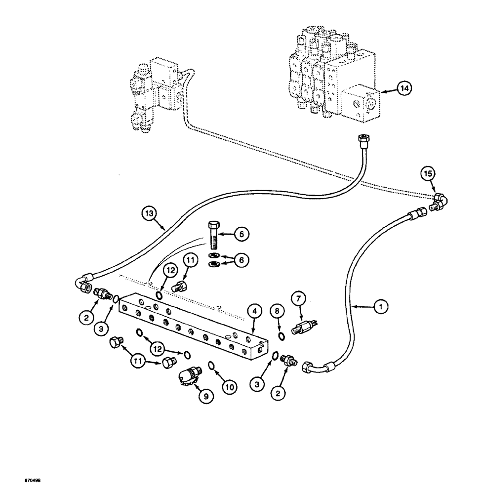 Схема запчастей Case 688 - (8-098) - HYDRAULIC CONTROL CIRCUIT, AT MANIFOLD BLOCK (08) - HYDRAULICS