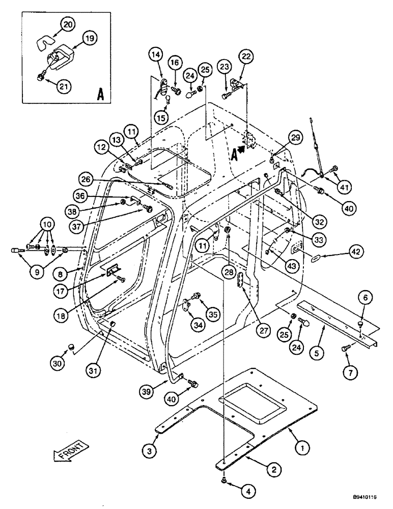 Схема запчастей Case 9007B - (9-56) - CAB AND CAB EXTERNAL TRIM (09) - CHASSIS