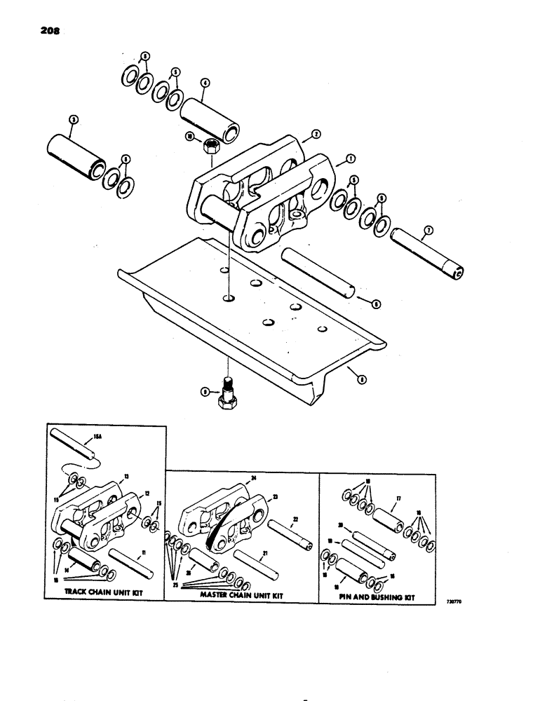 Схема запчастей Case 450 - (208) - TRACK CHAINS, TRACTOR SN 3050801 AND AFTER (04) - UNDERCARRIAGE