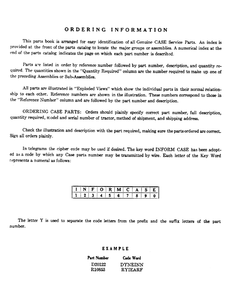 Схема запчастей Case 800 - (002) - ORDERING INFORMATION (00) - GENERAL