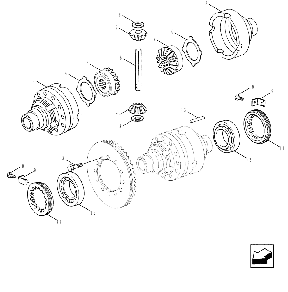 Схема запчастей Case 580SM - (25.102.03[01]) - 87395365 AXLE, FRONT DRIVE - DIFFERENTIAL (580SM) (25) - FRONT AXLE SYSTEM