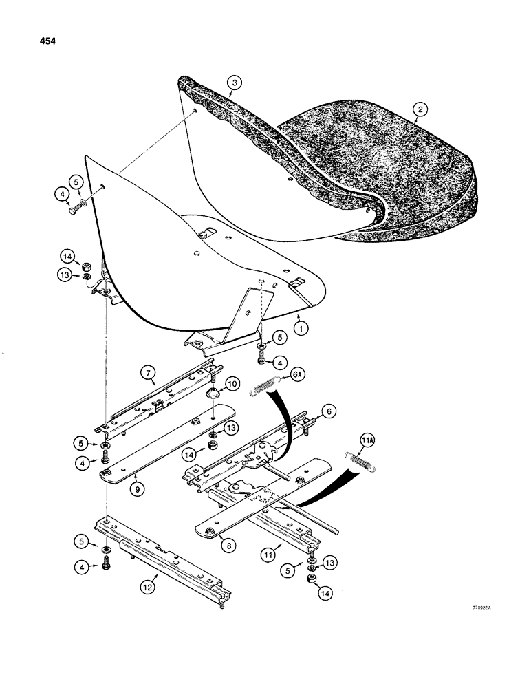 Схема запчастей Case 480C - (454) - D58296 SEAT (90) - PLATFORM, CAB, BODYWORK AND DECALS