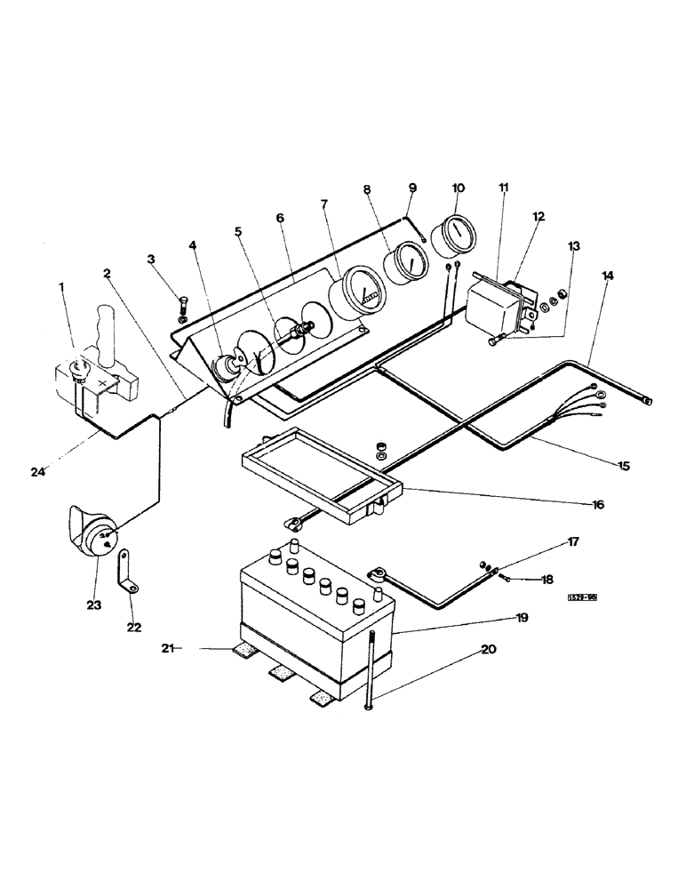 Схема запчастей Case 1529 - (115C) - INSTRUMENT PANEL, BATTERY, WISCONSIN ENGINE 