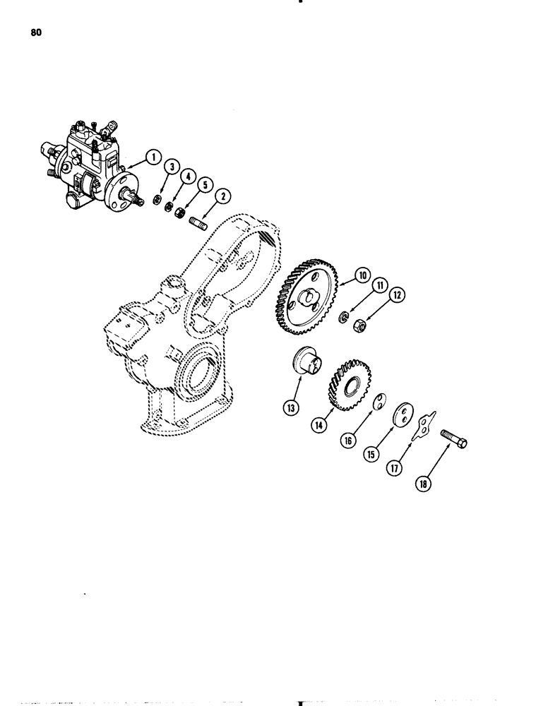 Схема запчастей Case 1845B - (080) - INJECTION PUMP DRIVE, 188 DIESEL ENGINE (03) - FUEL SYSTEM