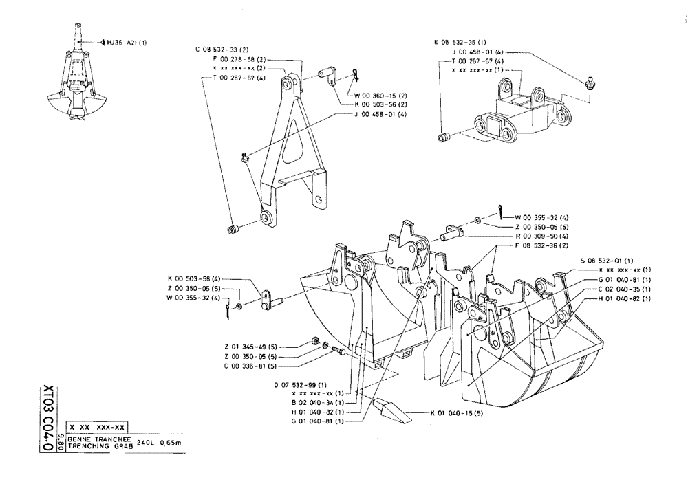 Схема запчастей Case 75C - (XT03 C04.0) - TRENCHING GRAB - 0,65 M 240 L (18) - ATTACHMENT ACCESSORIES