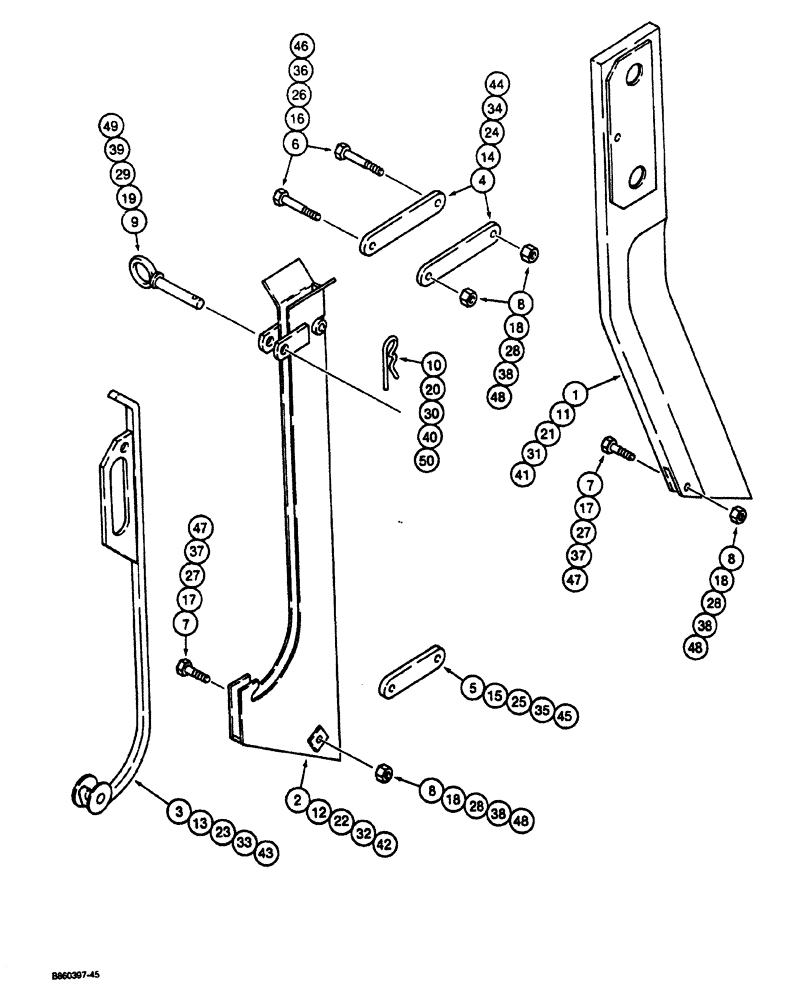 Схема запчастей Case CASE - (9-44) - PLOW BLADES AND CHUTES, BENT BLADE - 3/8" - 5/8" CLEARANCE (09) - CHASSIS