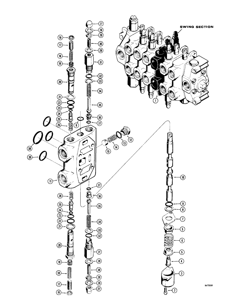 Схема запчастей Case 34 - (154) - D40749 BACKHOE SWING SECTION 