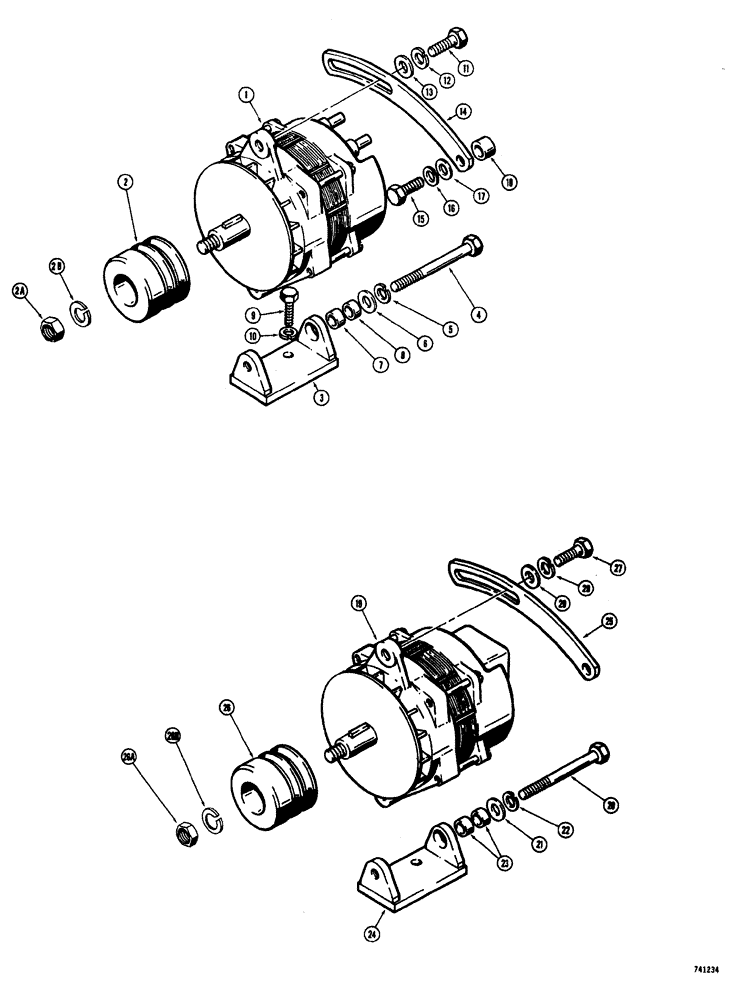 Схема запчастей Case W20 - (043A) - ALTERNATOR MOUNTING PARTS, L51531 ALTERNATOR (70 AMP) / L59724 ALTERNATOR (70 AMP) (04) - ELECTRICAL SYSTEMS