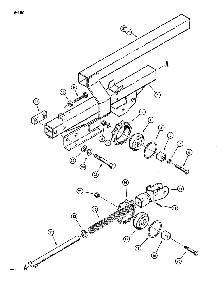 Схема запчастей Case CASE - (9-180) - TRENCHER SPROCKET BOOM AND MOUNTING (09) - CHASSIS