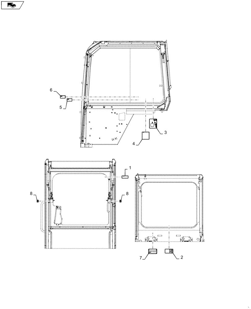 Схема запчастей Case CX55BMSR - (06-005[01]) - NAME PLATE INSTALL (90) - PLATFORM, CAB, BODYWORK AND DECALS