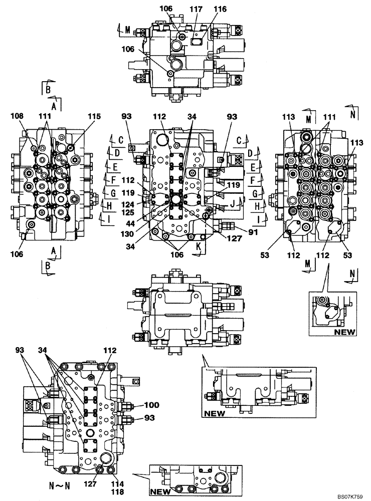 Схема запчастей Case CX225SR - (08-77) - VALVE ASSY, CONTROL (08) - HYDRAULICS