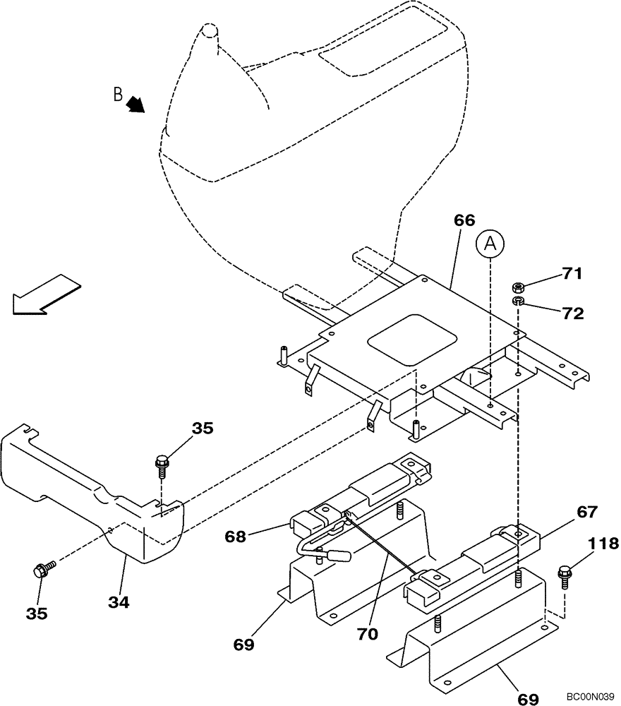 Схема запчастей Case CX130 - (09-21) - SEAT, MOUNTING (09) - CHASSIS