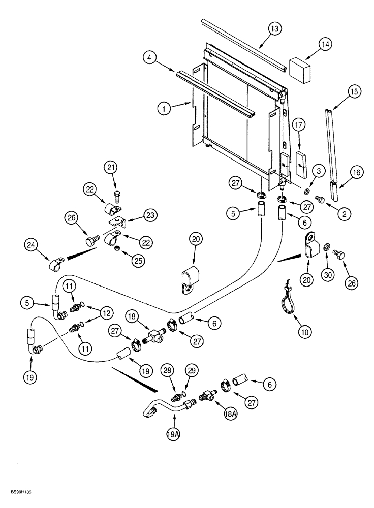 Схема запчастей Case 580SL - (6-026) - TRANS COOLING SYSTEM, MODELS WITH POWER SHIFT TRANSMISSION WITH CUT HOSES AT COOLER (06) - POWER TRAIN