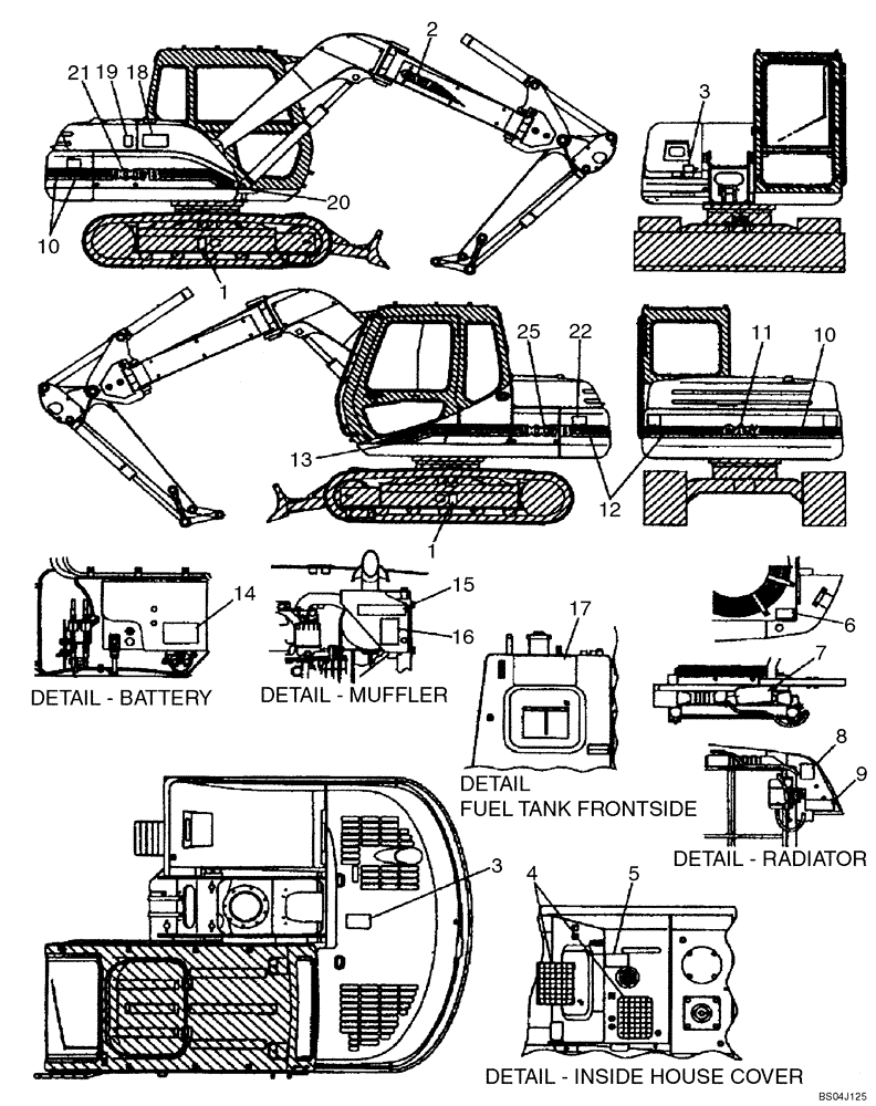 Схема запчастей Case 9007B - (9-78) - DECALS - OFFSET BACKHOE BOOM (09) - CHASSIS
