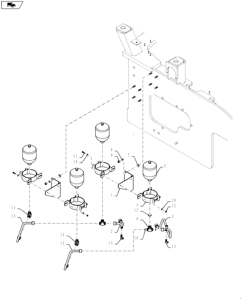 Схема запчастей Case 1121F - (33.202.05[01]) - BRAKE ACCUMULATOR HD (33) - BRAKES & CONTROLS