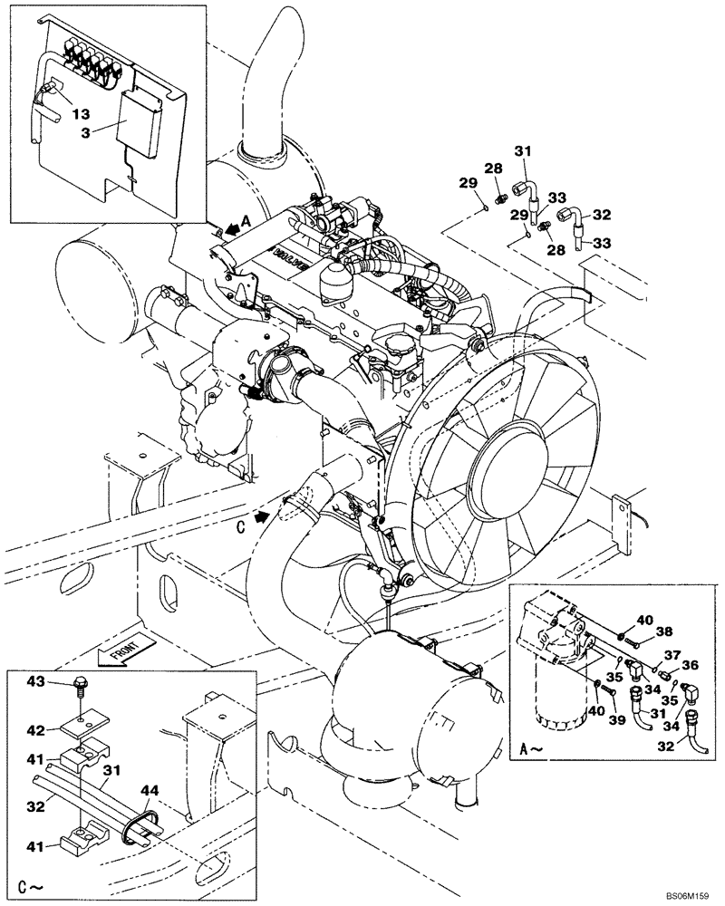 Схема запчастей Case CX290B - (02-02) - ENGINE OIL SUPPLY LINES (02) - ENGINE