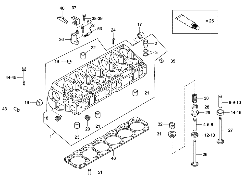 Схема запчастей Case 340 - (01A13010155[001]) - ENGINE - CYLINDER HEAD (87363374) (01) - ENGINE