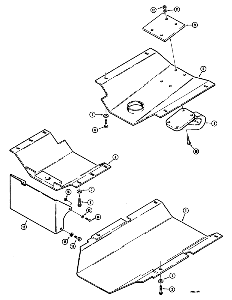 Схема запчастей Case 350B - (284) - UNDERCARRIAGE AND REAR TRANSMISSION GUARDS, AND FRONT PULL HOOK (04) - UNDERCARRIAGE