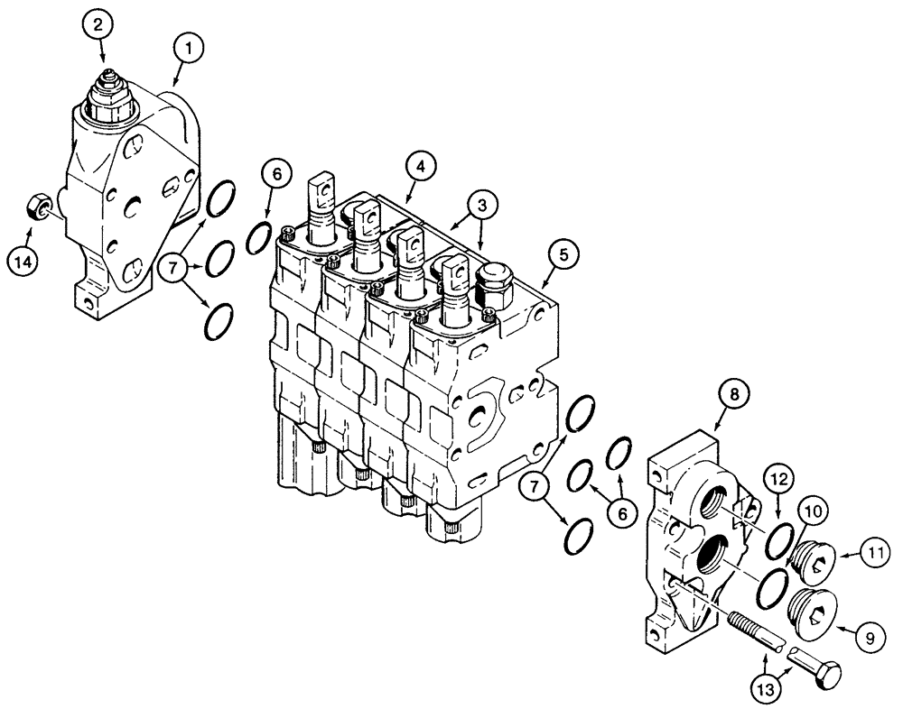Схема запчастей Case 855E - (8-104) - FOUR SPOOL CONTROL VALVE, *DOZER MODELS (08) - HYDRAULICS