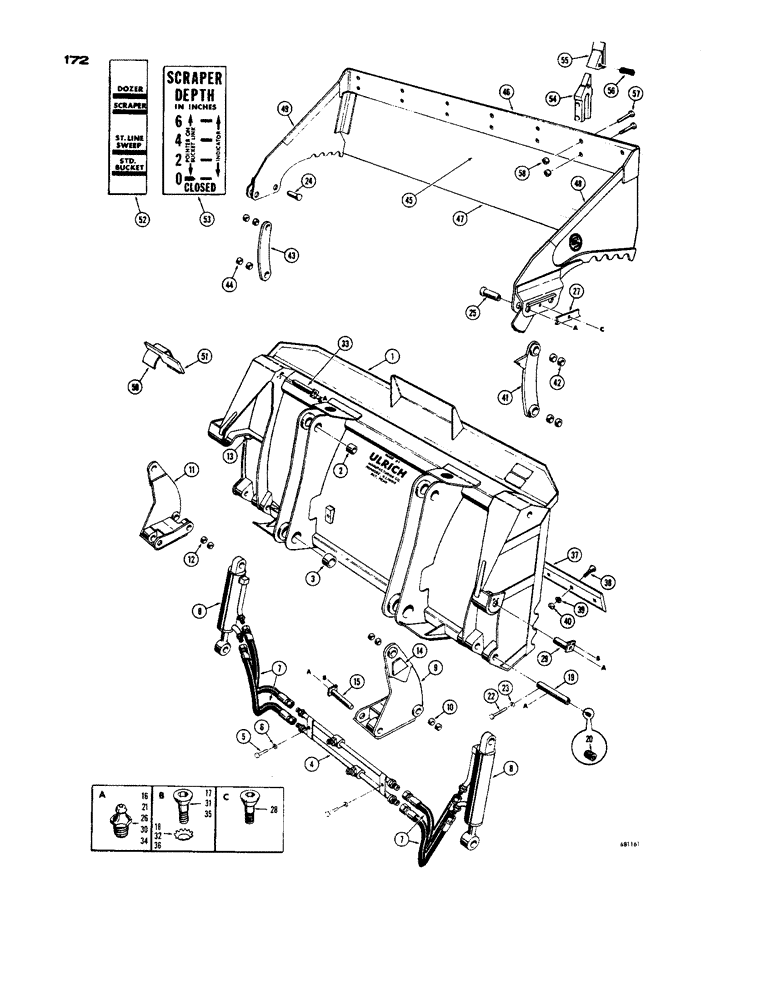 Схема запчастей Case 450 - (172) - ULRICH MULTI-PURPOSE BUCKET (19) - BUCKETS