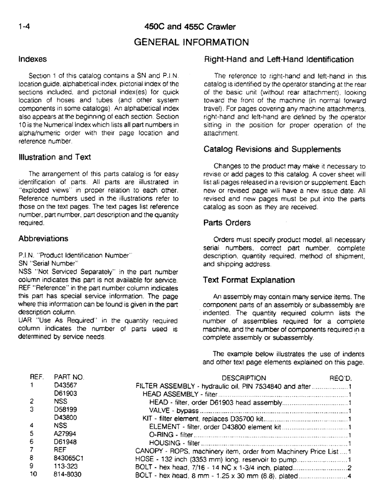 Схема запчастей Case 450C - (1-04) - GENERAL INFORMATION (00) - PICTORIAL INDEX