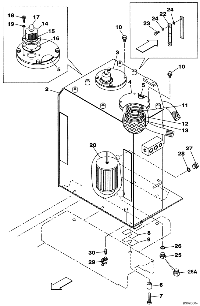 Схема запчастей Case CX290B - (08-01) - HYDRAULIC RESERVOIR (08) - HYDRAULICS