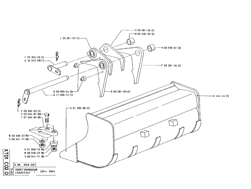 Схема запчастей Case 75C - (XT01 C02.0) - LOADER BUCKET - 1,25 M 500 L (19) - BUCKETS