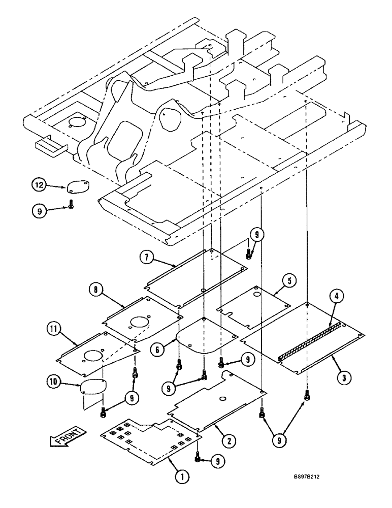 Схема запчастей Case 9040B - (9-012) - TURNTABLE ACCESS COVERS, PRIOR TO P.I.N. DAC04#2001 (09) - CHASSIS
