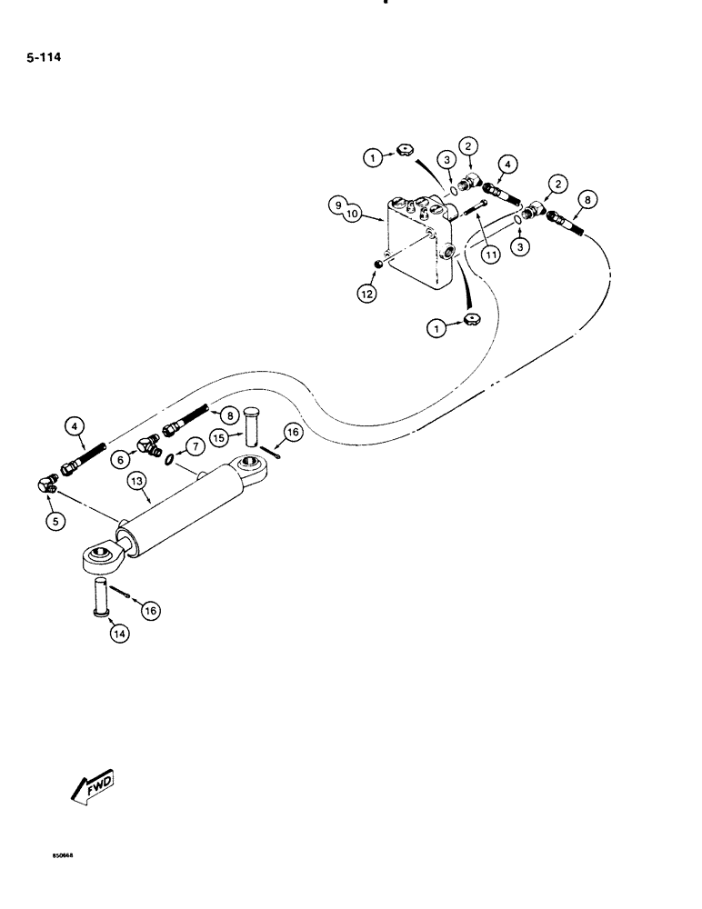 Схема запчастей Case DH4B - (5-114) - MONO-STICK STEERING CYLINDER LINES (05) - STEERING