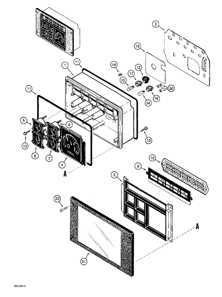 Схема запчастей Case 760 - (04-034) - INSTRUMENT CLUSTER - H672688, USED WITH BOSCH ALTERNATOR (55) - ELECTRICAL SYSTEMS