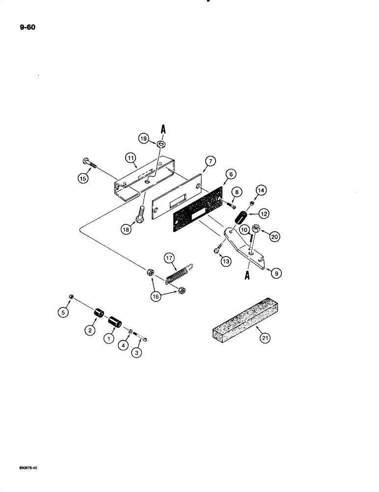 Схема запчастей Case W20C - (9-060) - CAB DOOR HOLDER LATCHES, CAB SERIAL NUMBER 53700 AND AFTER (09) - CHASSIS/ATTACHMENTS