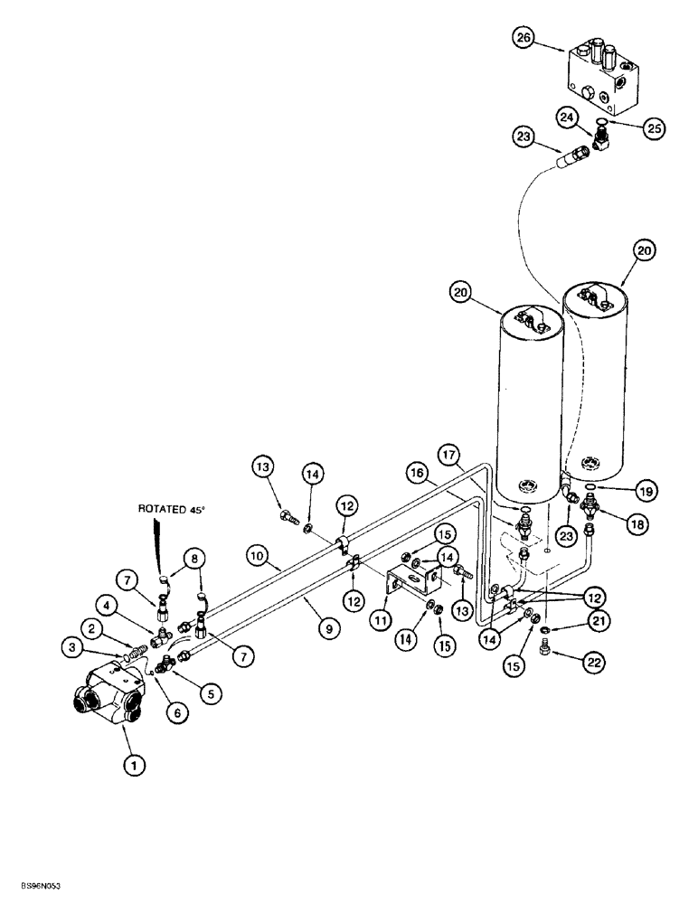 Схема запчастей Case 821B - (7-11A) - HYDRAULICS, MAIN BRAKE - ACCUMULATOR VALVE TO PRESS. REDUCING VALVE PRESS. PORT (PIN JEE0051723 & AF (07) - BRAKES