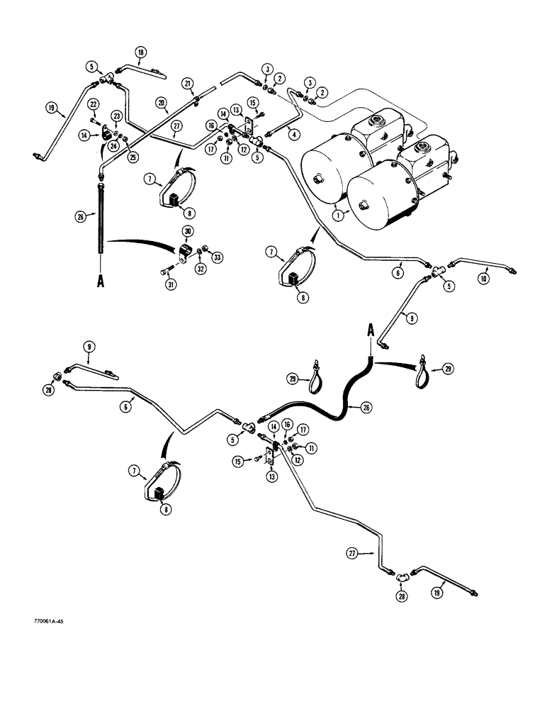Схема запчастей Case W36 - (7-348) - BRAKE SYSTEM, BRAKE ACTUATOR TO WHEEL CYLINDER, USED BEFORE PIN 9135098 (07) - BRAKES