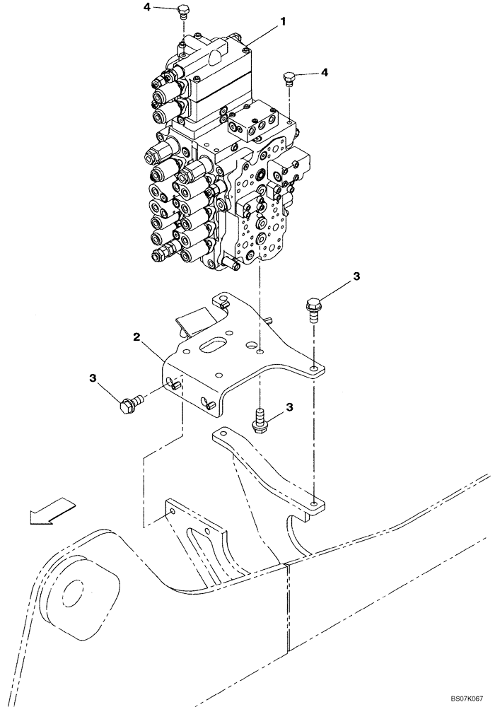 Схема запчастей Case CX130B - (08-93) - CONTROL VALVE - SUPPORT - MODELS WITH DOZER BLADE (08) - HYDRAULICS