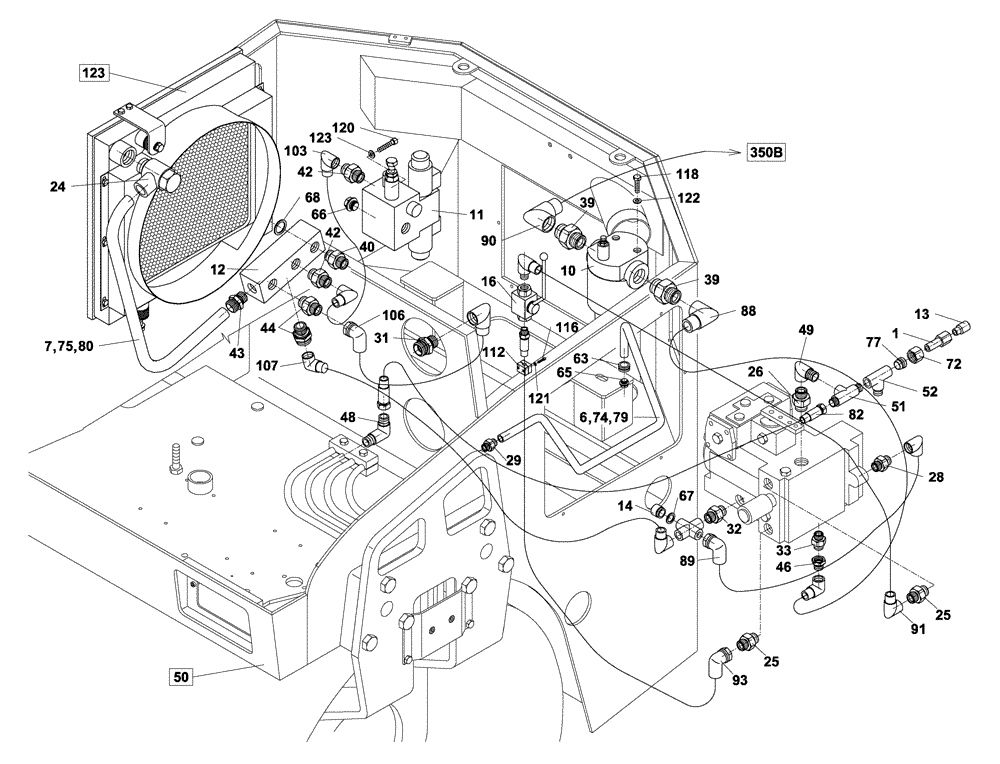 Схема запчастей Case DV202 - (10-350A/12[02]) - HYDRAULIC CIRCUIT, TRAVEL (07) - HYDRAULIC SYSTEM